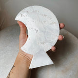 Snow Agate Moon Carving ~ One