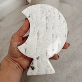 Snow Agate Moon Carving ~ Two