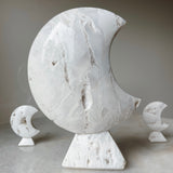 Snow Agate Moon Carving ~ Two