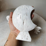 Snow Agate Moon Carving ~ Two