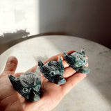 Moss Agate Wolf Head