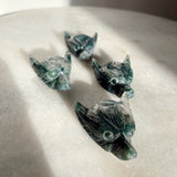 Moss Agate Wolf Head