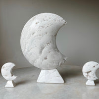 Snow Agate Moon Carving ~ One